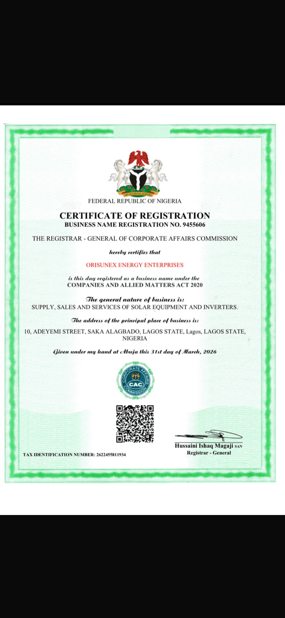 Cac registration