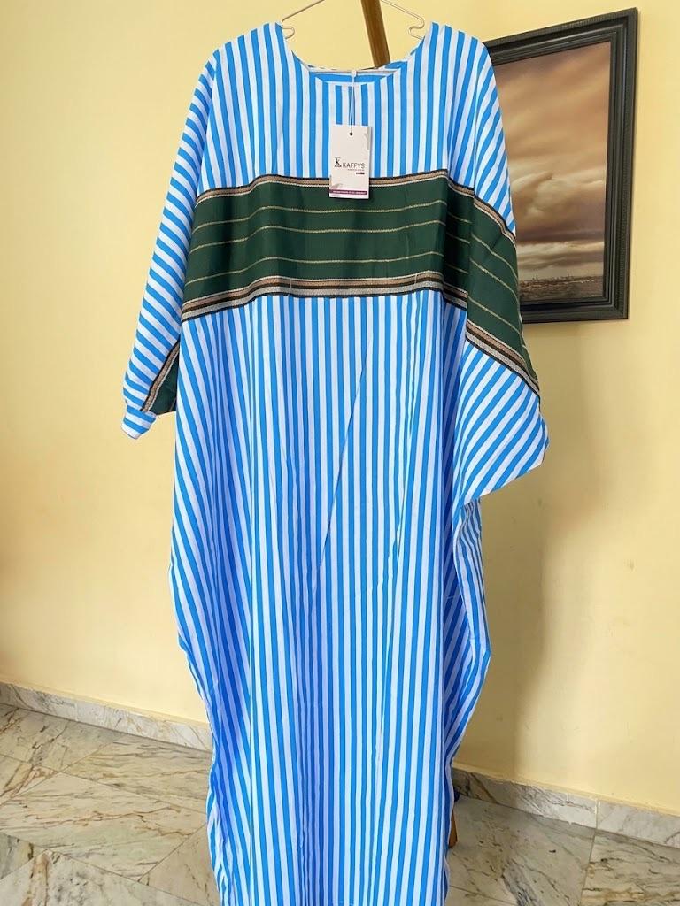 Cotton stripe bubu with Aso Oke
