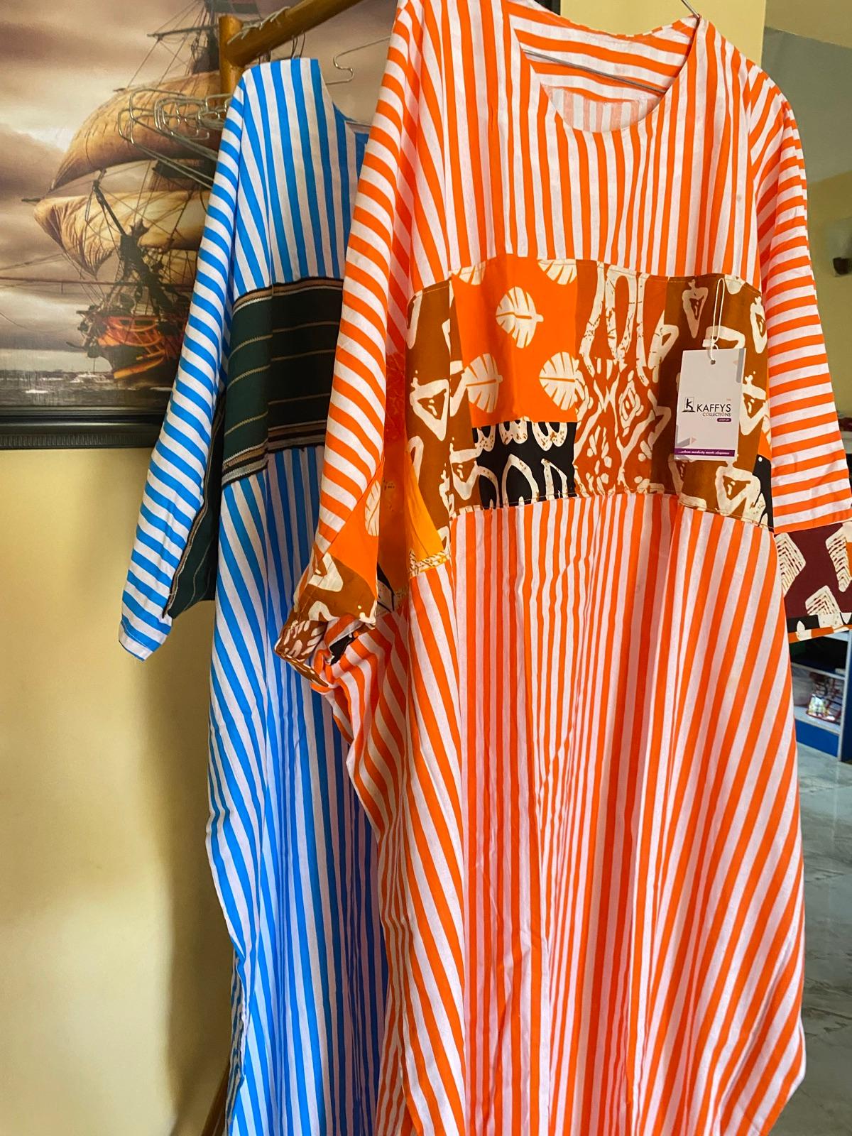 cotton stripe bubu with Ankara